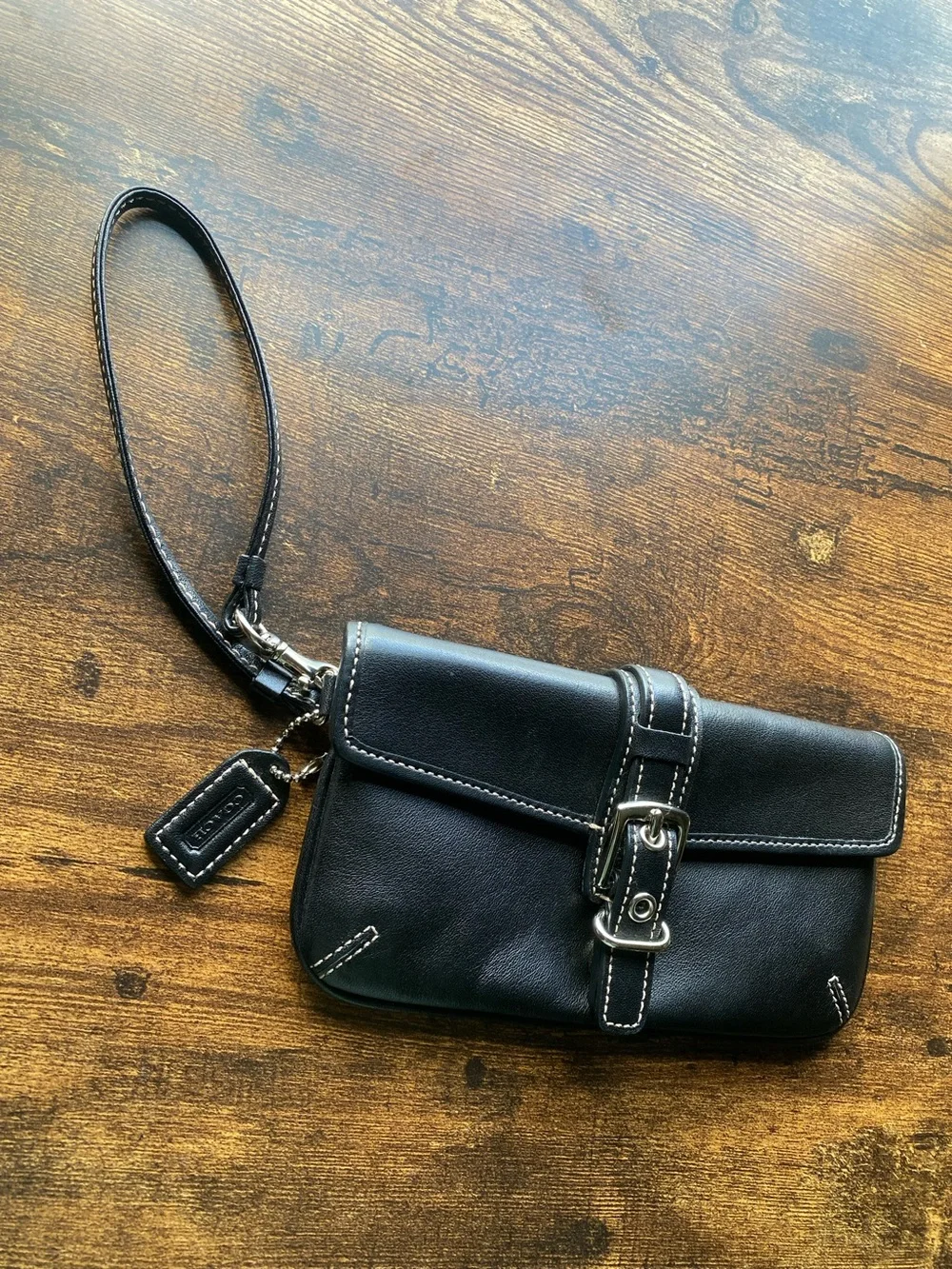 Coach black leather soho wristlet